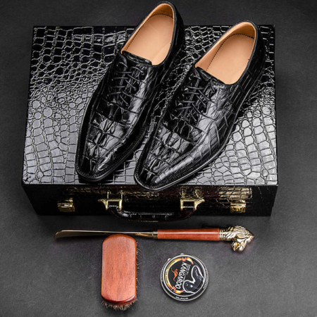 Alligator Shoes for Men, Mens Genuine Alligator Skin Shoes-Display