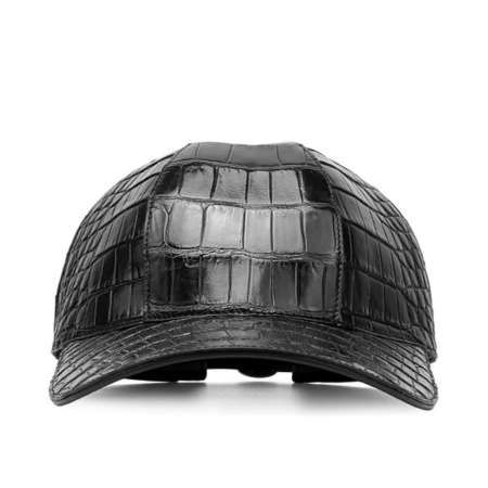 Alligator Skin Hat Baseball Cap-Black-Front