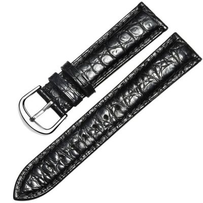 Black Crocodile & Alligator Skin Apple Watch Band with Silver Adapter