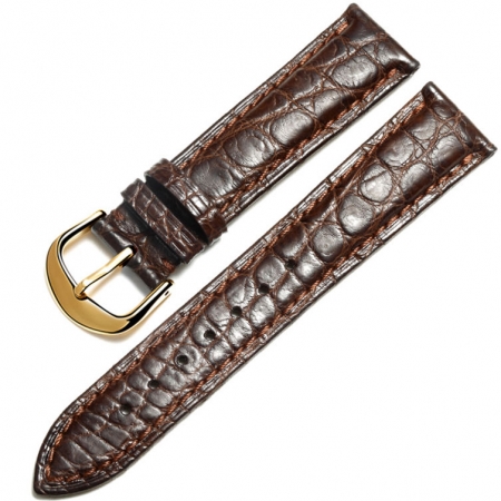 Brown Crocodile & Alligator Skin Apple Watch Band with Brown Adapter