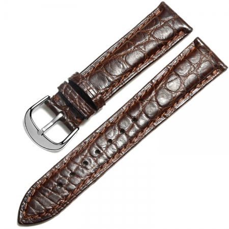 Brown Crocodile & Alligator Skin Apple Watch Band with Silver Adapter