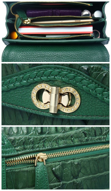 Chic and Stylish Crocodile Handbag, Crocodile Purse-Details
