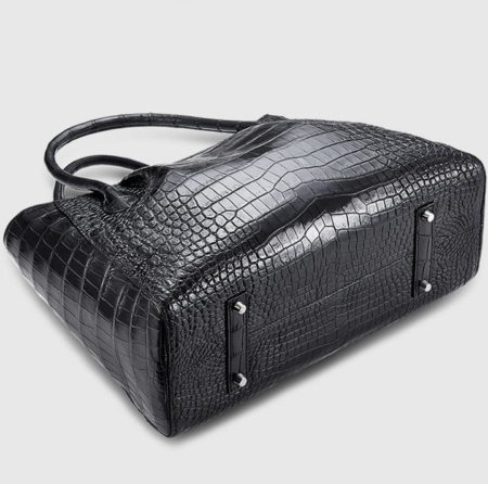 Classic Alligator Skin Tote Shoulder Handbag Shopping Travel Carry on Purse Bag-Bottom