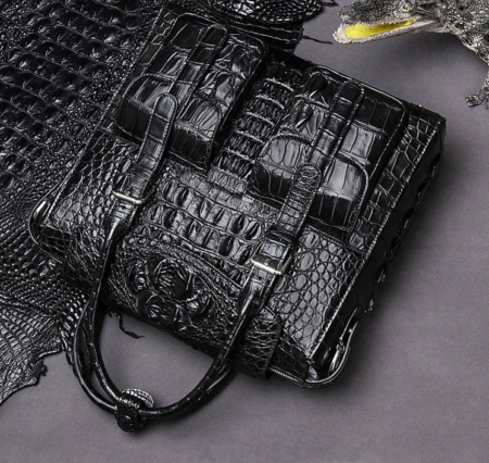 Crocodile Briefcase Shoulder Cross-body Laptop Bag