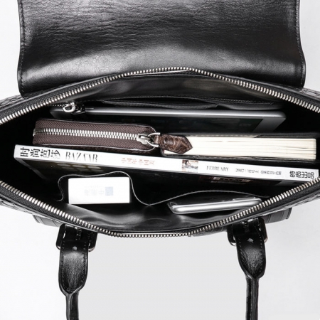 Crocodile Briefcase Shoulder Cross-body Laptop Business Bag for Men-Inside