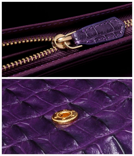 Crocodile Leather Clutch Long Purse Leather Wallet for Women-Details