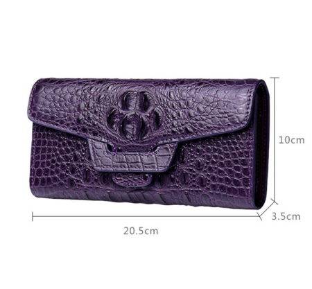 Crocodile Leather Clutch Long Purse Leather Wallet for Women-Size