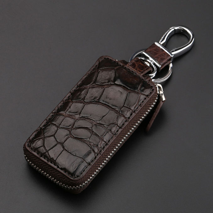 Crocodile and Alligator Leather Car Key Holder Zipper Case Wallet