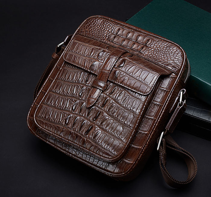 Crocodile and Alligator Skin Messenger Bag for Men