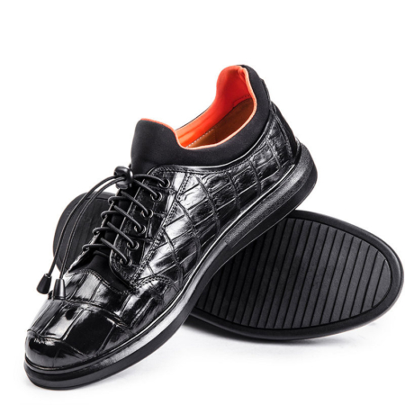 Fashion Alligator Sneaker, Luxury Alligator Sneaker for Men-Black