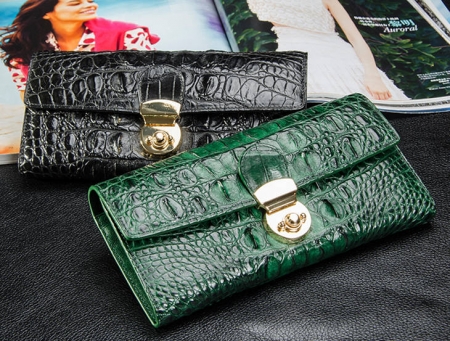 Lady's Crocodile Leather Clutch Long Purse Wallet-2