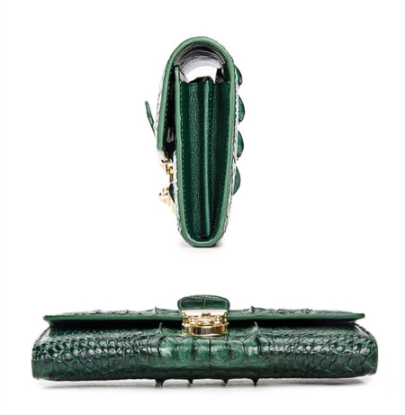 Lady's Crocodile Leather Clutch Long Purse Wallet-Details