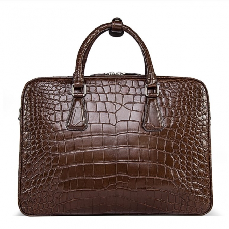 Alligator Business Bag, Alligator Leather Briefcase-Brown
