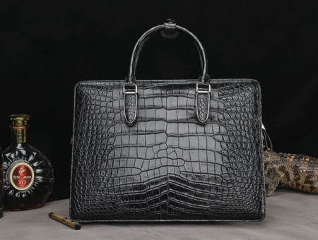 Alligator Leather Briefcase Messenger Bag Attache Case-Back