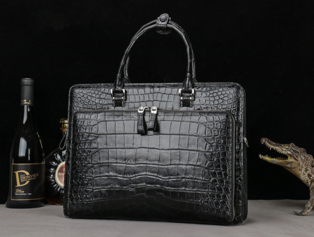 Alligator Leather Briefcase Messenger Bag Attache Case-Front