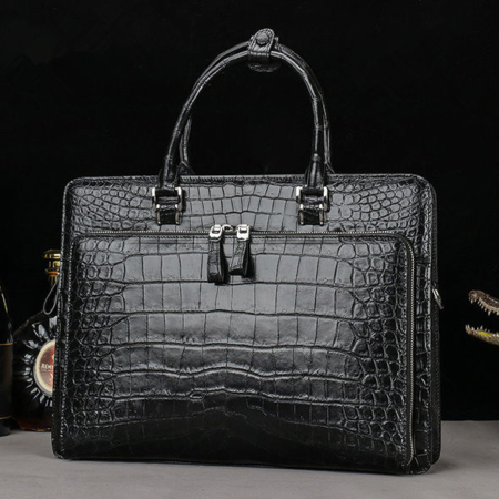 Alligator Leather Briefcase Messenger Bag Attache Case-Front