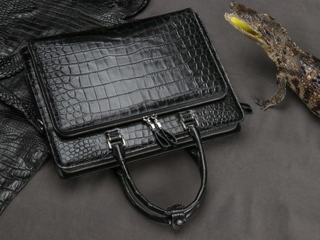 Alligator Leather Briefcase Messenger Bag Attache Case for Men