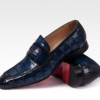 Casual Alligator Shoes, Luxury Alligator Slip-On Loafers for Men-Blue