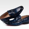 Casual Alligator Shoes, Luxury Alligator Slip-On Loafers for Men-Blue-Details