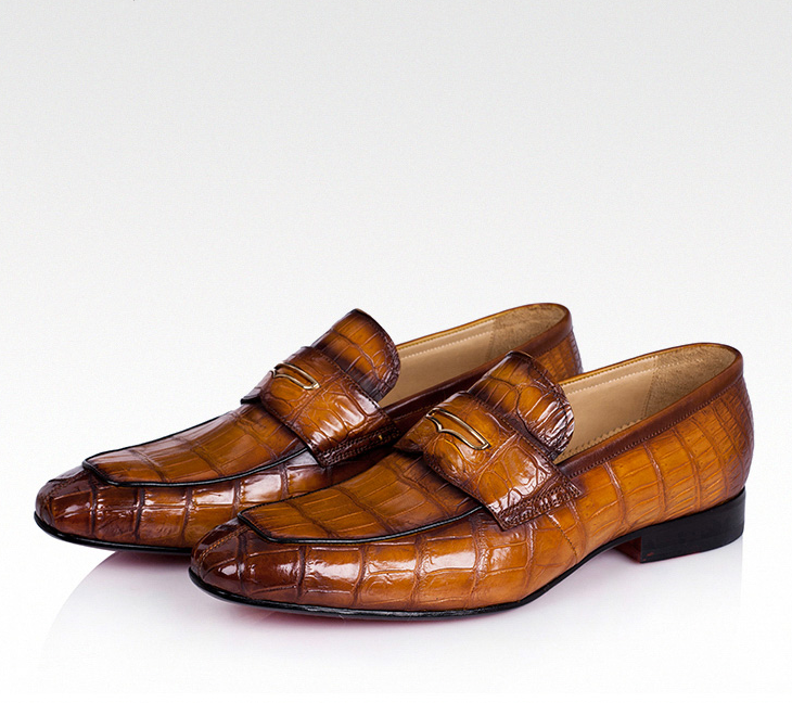 Men Dark Brown Alligator Leather Loafers Slip-On | Crocodile Hornback Skin Exotic Dress Shoes | SH123O, Dark Brown / 6.5