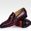 Casual Alligator Shoes, Luxury Alligator Slip-On Loafers for Men-Wine Red