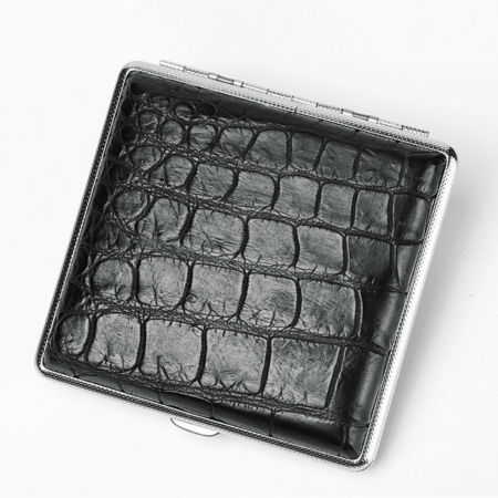 Cigarette Crocodile Alligator Belly Skin Case - Black