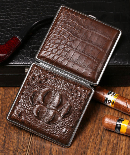 Cigarette Crocodile Alligator Leather Case - 1