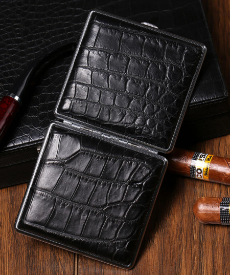 Cigarette Crocodile Alligator Leather Case - 2