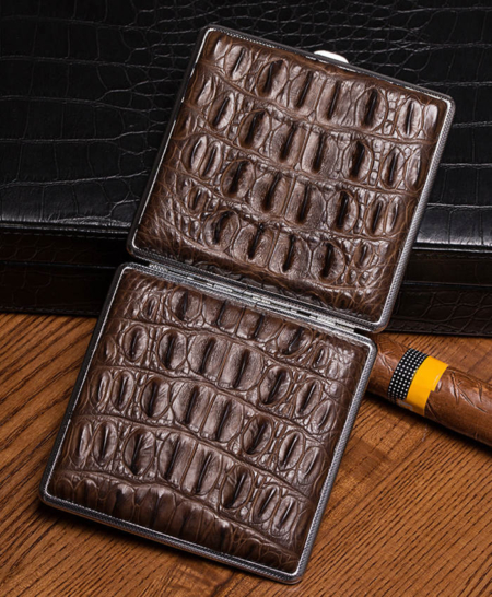 Cigarette Crocodile Alligator Leather Case - 3