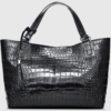 Designer Alligator Leather Shoulder Handbag Tote Top Handbag-Front