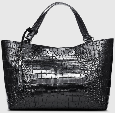 Designer Alligator Leather Shoulder Handbag Tote Top Handbag-Front