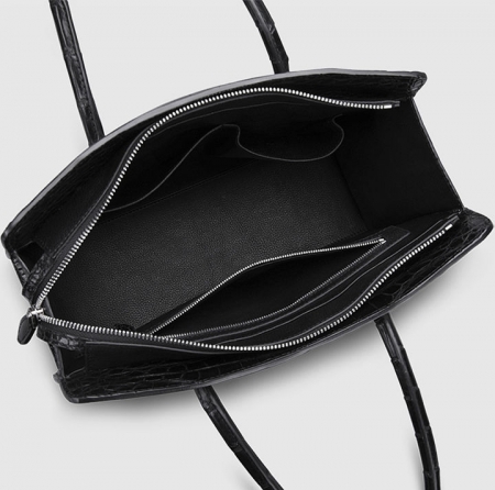 Designer Alligator Skin Top Handle Handbag-Inside
