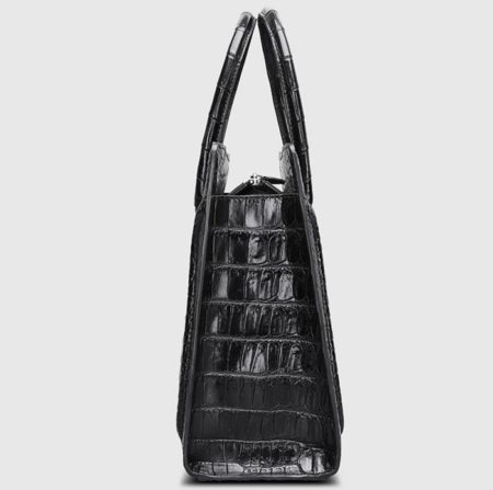 Designer Alligator Skin Top Handle Handbag-Side