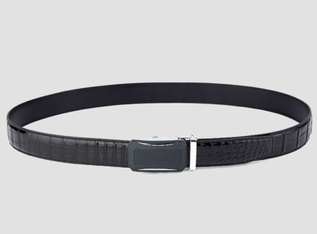 Designer Genuine Alligator Leather Belt-Black