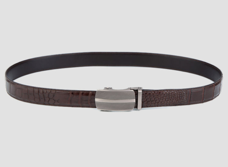 Formal Dress Ratchet Alligator Leather Belt-Brown