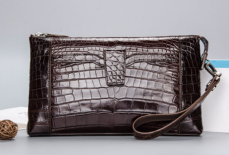 Genuine Alligator Skin Wrist Bag