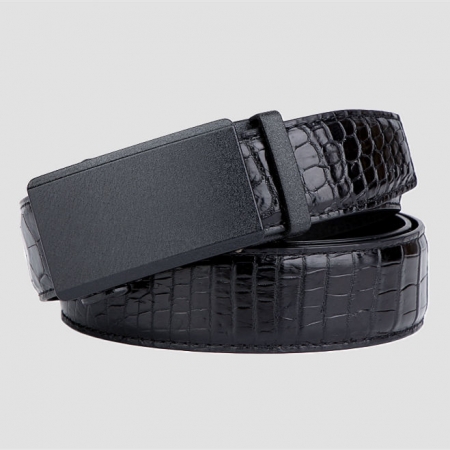Genuine American Alligator Leather Dress Belt Automatic Buckle-Black