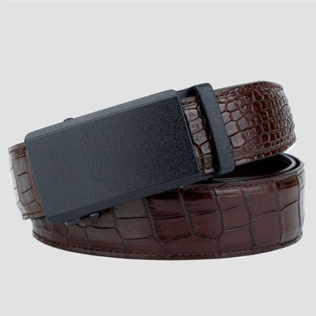 Genuine American Alligator Leather Dress Belt Automatic Buckle-Brown