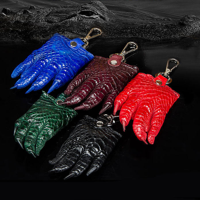 Genuine Crocodile Car Key Holder Wallet- Zipper Keychain Bag Black