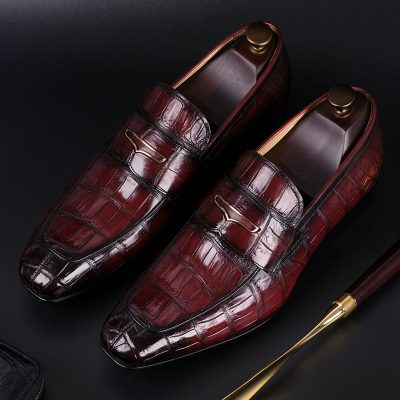 Casual Alligator Shoes, Luxury Alligator Slip-On Loafers for Men