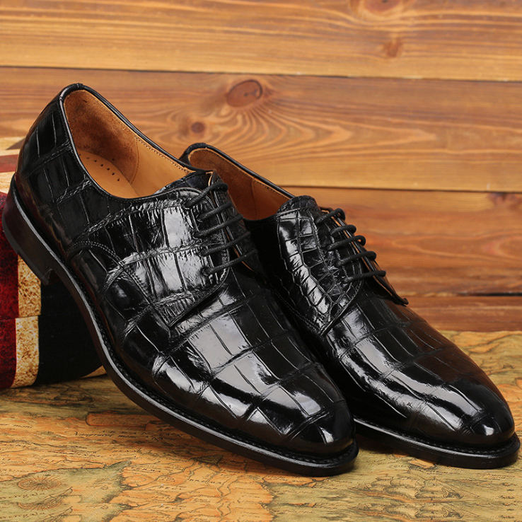 Men's Premium Genuine Alligator Leather Lace-up Shoes