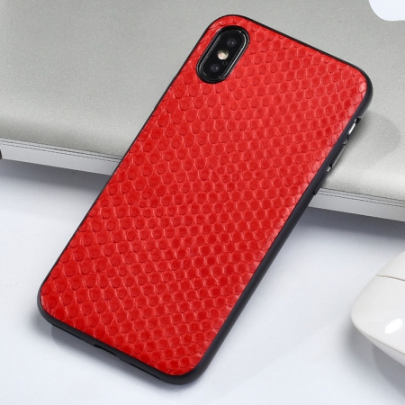 Snakeskin iPhone X Case-Red