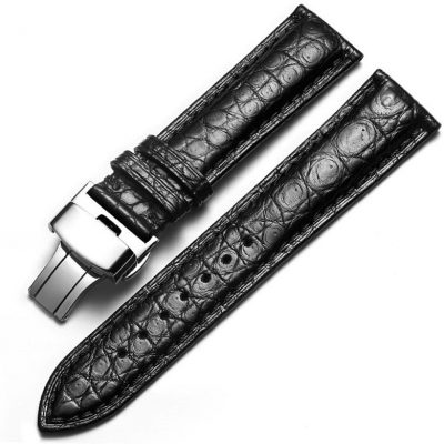 Alligator Leather Bands Straps for iWatch - Black color with Silver Adapter