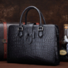 Alligator Leather Briefcase Laptop Business Messenger Bag-Display