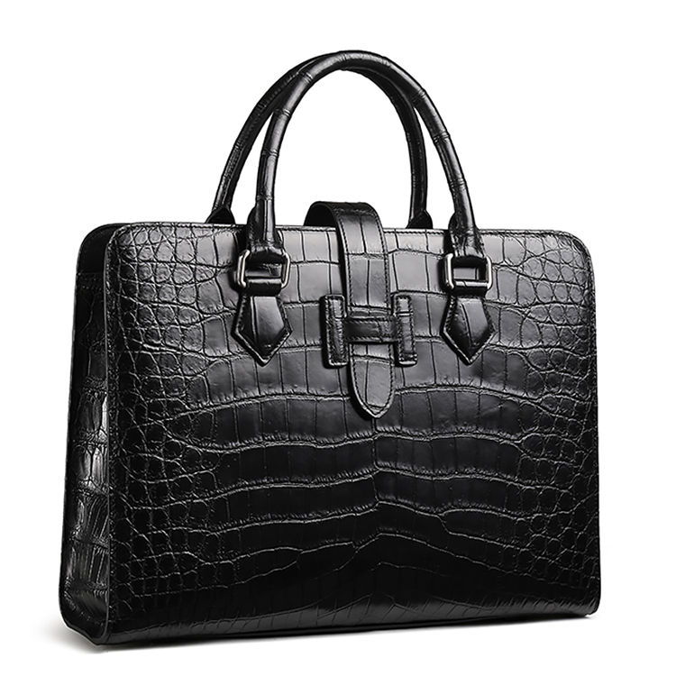 Alligator Leather Briefcase Laptop Business Messenger Bag for Men