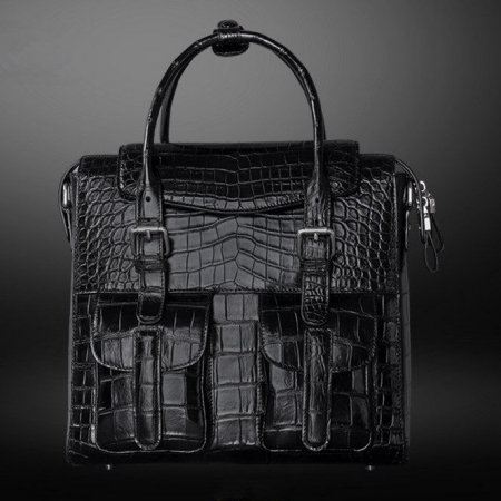 Casual Alligator Leather Crossbody Shoulder Messenger Bag Handbag-Black