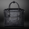 Casual Alligator Leather Crossbody Shoulder Messenger Bag Handbag-Black-Back