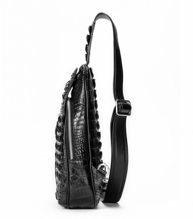 Men Genuine Crocodile Leather Chest Bag, Crossbody Shoulder Bag Sling Bags Daypack For Business Casual Sport Hiking Travel | Rossie Viren Men Genuine Crocodile Leather Chest Bag, Crossbody Shoulder Bag Sling Bags Daypack For Business Casual Sport Hiking Travel | Rossie Viren