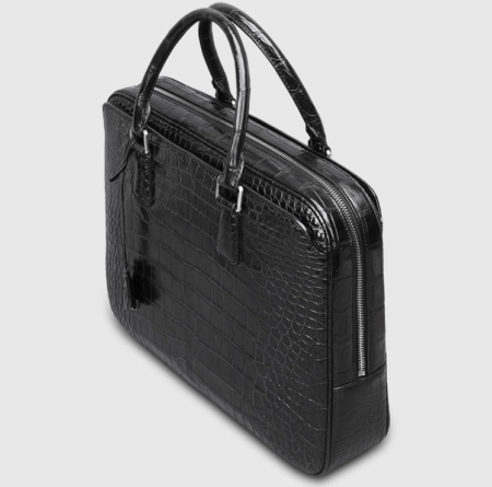 Classic Alligator Leather Briefcase Business Work Bag-Black-1