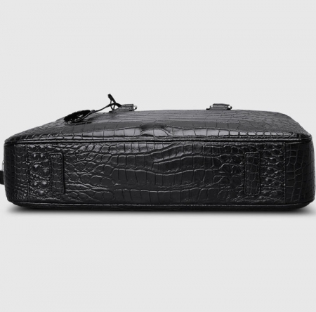 Classic Alligator Leather Briefcase Business Work Bag-Black-Bottom